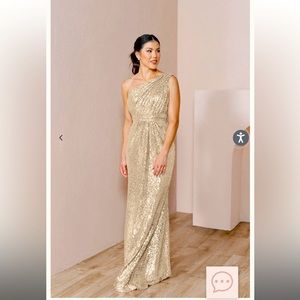 Starla Champagne Gold Sequin One Shoulder Dress